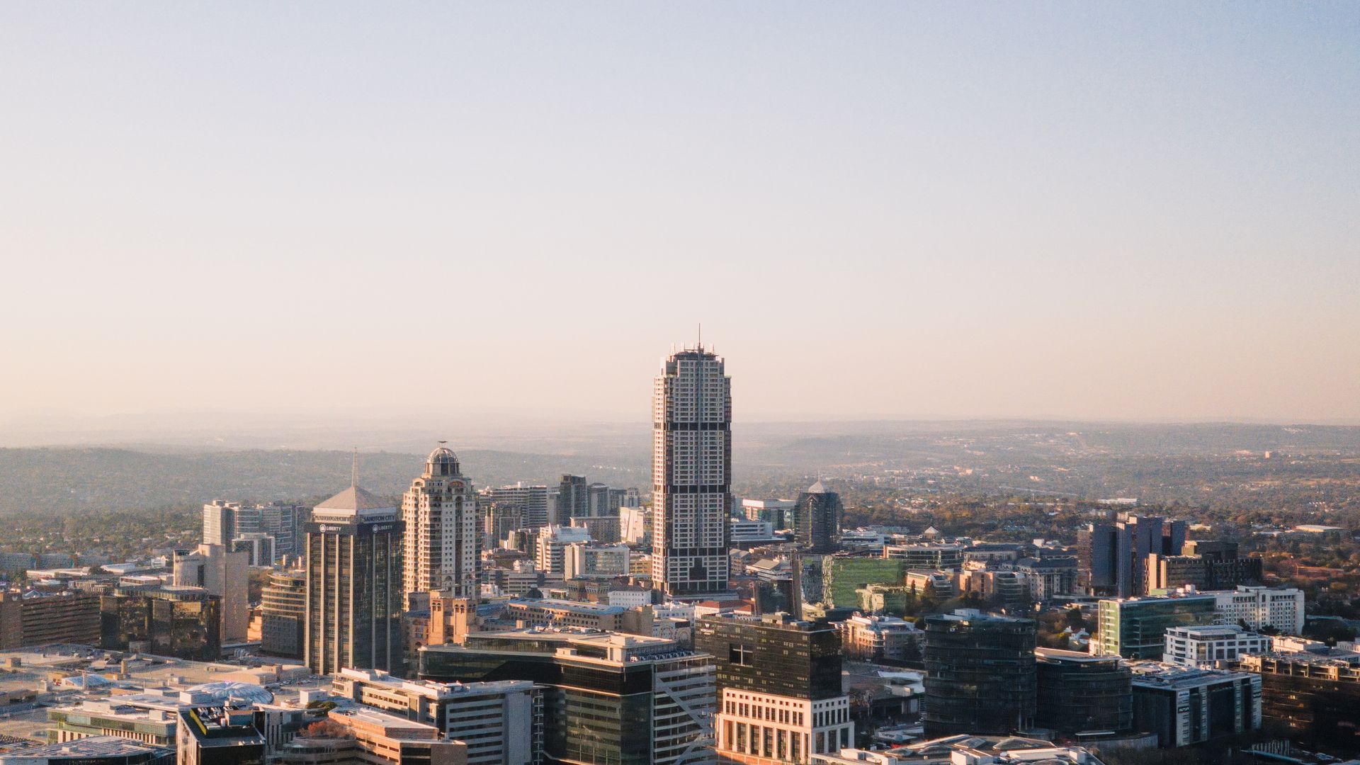 Sandton skyline at dusk in Gauteng, South Africa